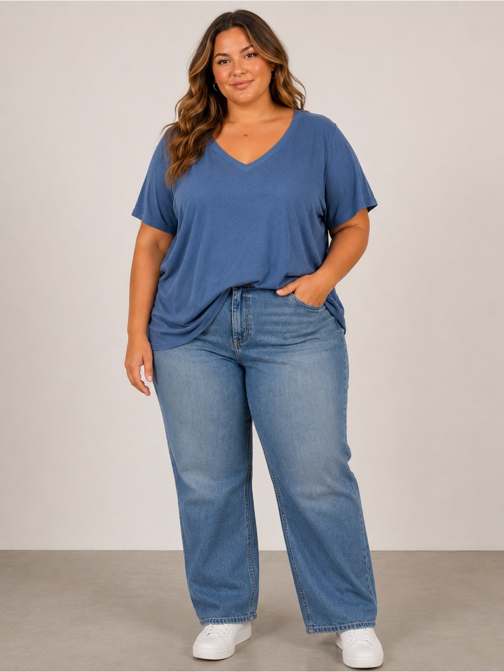 J. Jill Blue V-Neck Short Sleeve Tee
